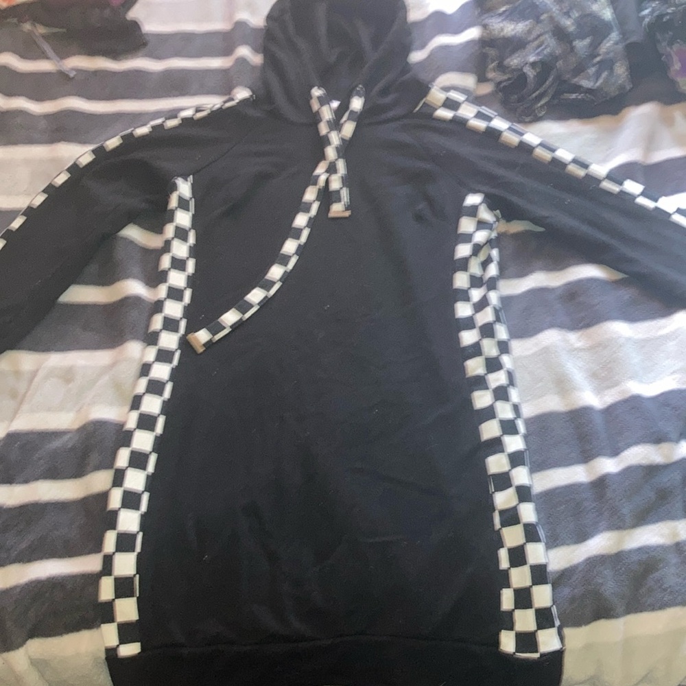 No Boundaries Black and White Checkered Hoodie